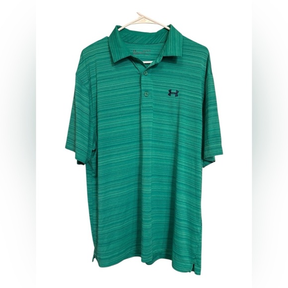 Under Armour Other - Under Armour Teal Striped Polo Heat Performance Shirt